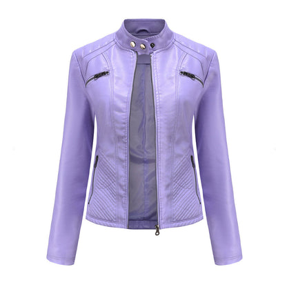Luna | Verfijnd leren jack voor dames in de kleur Paars voor dames in stijl ideaal voor de herfst.
