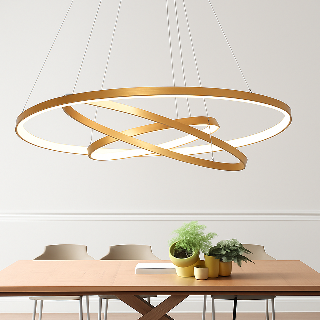 Hanglamp LED Ringen Goud Metaal Woonkamer Eetkamer Kroonluchter Ring Cirkel Hangend Plafondlamp Modern Design Zwart Wit