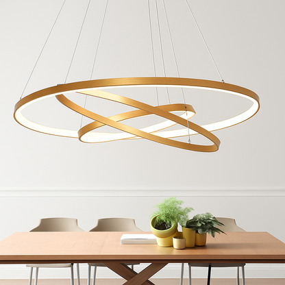 Hanglamp LED Ringen Goud Metaal Woonkamer Eetkamer Kroonluchter Ring Cirkel Hangend Plafondlamp Modern Design Zwart Wit