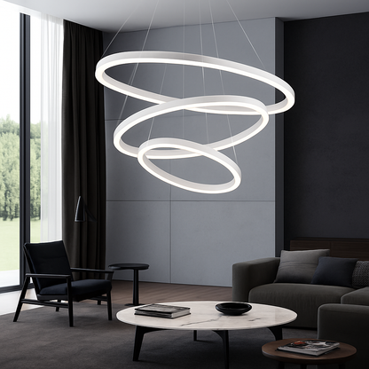 Ringkroonluchter LED 3 Ringen Wit Woonkamer Eetkamer Dimbaar Moderne Hanglamp Cirkels Plafondlamp Rond Interieur