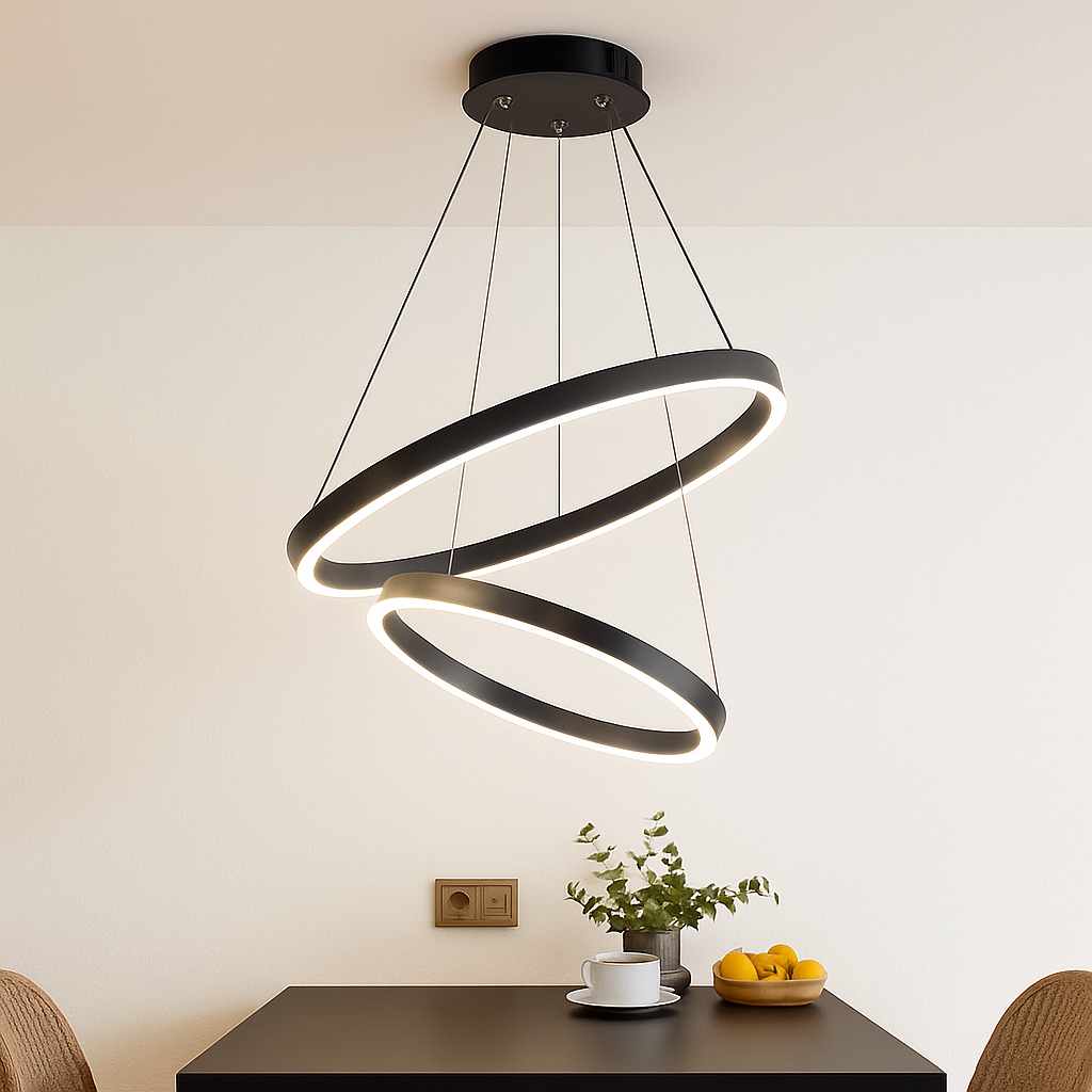 Ringkroonluchter LED 3 Ringen Wit Woonkamer Eetkamer Dimbaar Moderne Hanglamp Cirkels Plafondlamp Rond Interieur