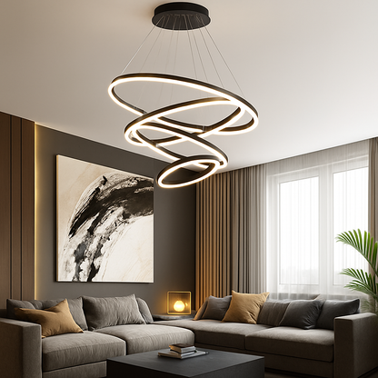 Ringkroonluchter LED 3 Ringen Wit Woonkamer Eetkamer Dimbaar Moderne Hanglamp Cirkels Plafondlamp Rond Interieur