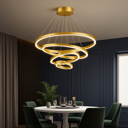 Ringkroonluchter LED 3 Ringen Wit Woonkamer Eetkamer Dimbaar Moderne Hanglamp Cirkels Plafondlamp Rond Interieur
