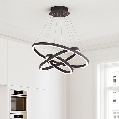 Ringkroonluchter LED 3 Ringen Wit Woonkamer Eetkamer Dimbaar Moderne Hanglamp Cirkels Plafondlamp Rond Interieur
