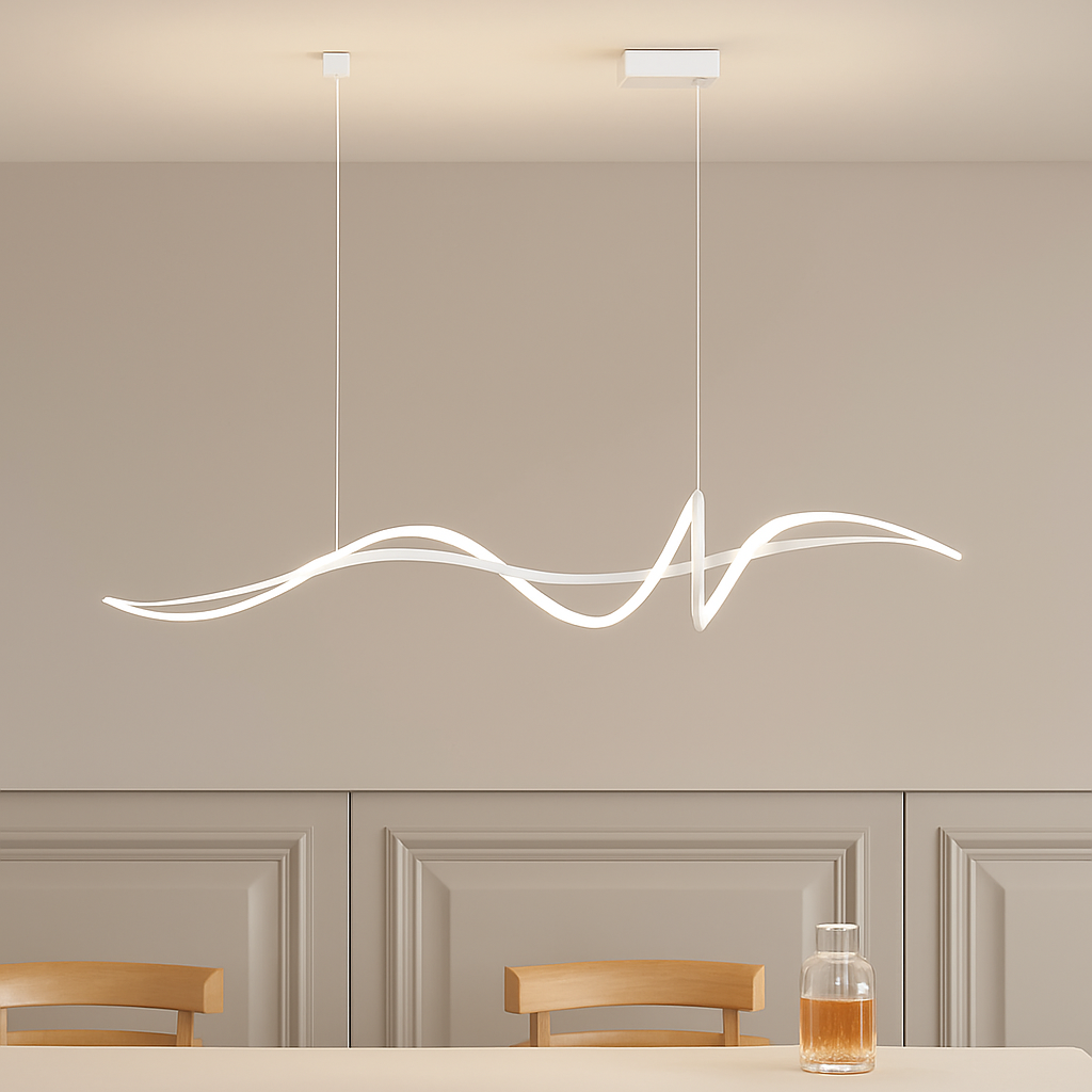Golfvorm Hanglamp LED Legering Zwart Eetkamer Woonkamer Dimbaar Moderne Pendellamp Lineair Plafondlamp Tafel Interieur