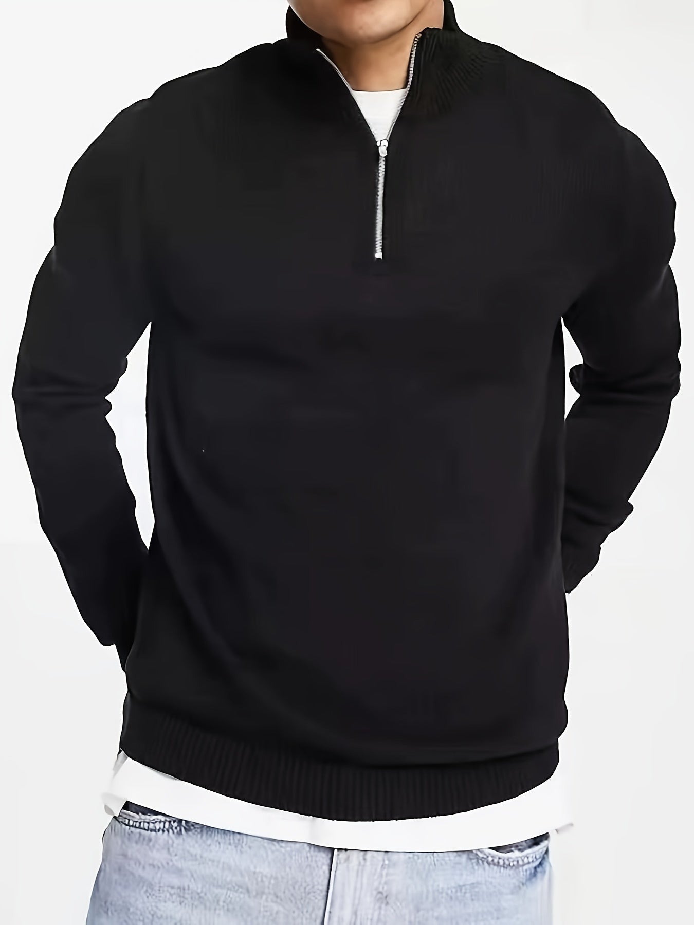Mannen Trui Halve Rits Casual Katoen Stijl - StudioMarella