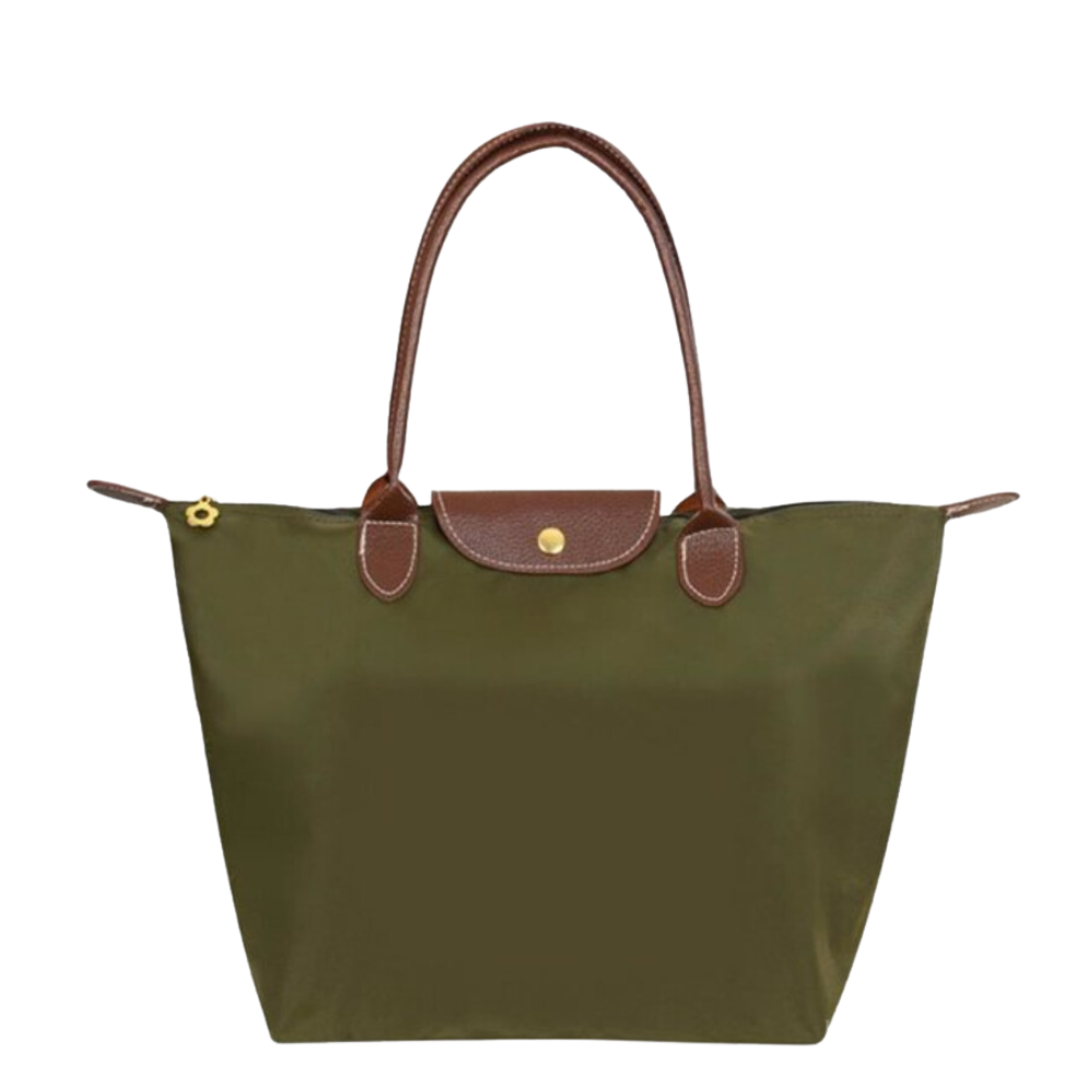 Luxe Reistas met Waterafstotend Nylon en Leren Details – Ruime Weekendtas met Ritssluiting