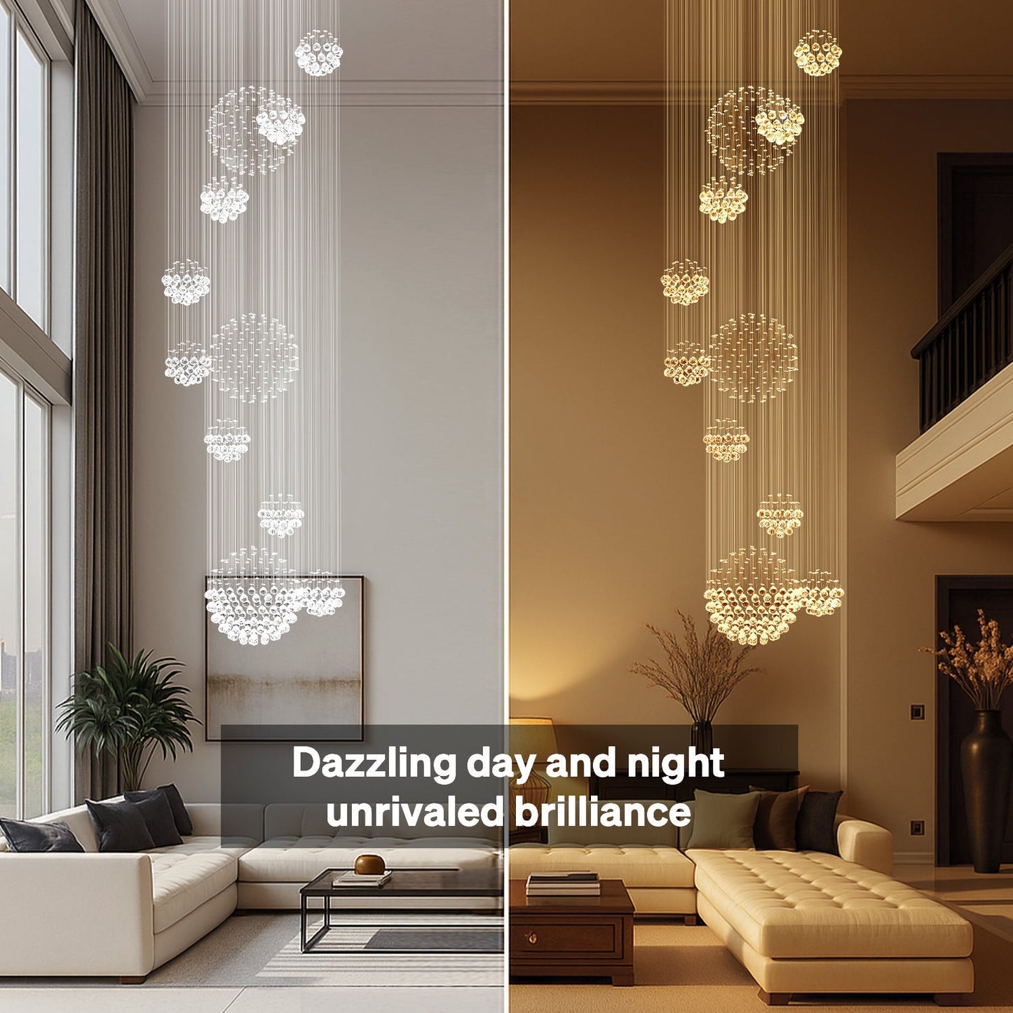Kristallen Kroonluchter Rond Meerdere Ringen Regendruppel Chroom GU10 Trap Entreehal Groot