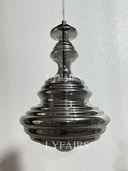 Grijze glazen hanglamp met sterrenhemel-effect voor eetkamer, bar of keukeneiland