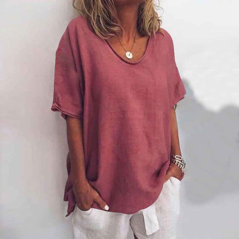 Dames Blouse V-hals Korte Mouw