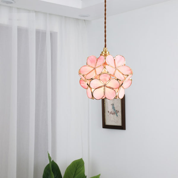 Floyem Flower Hanglamp Glas Messing Goud E27 Eettafel Slaapkamer Vintage Design Hanglamp Bloemvorm