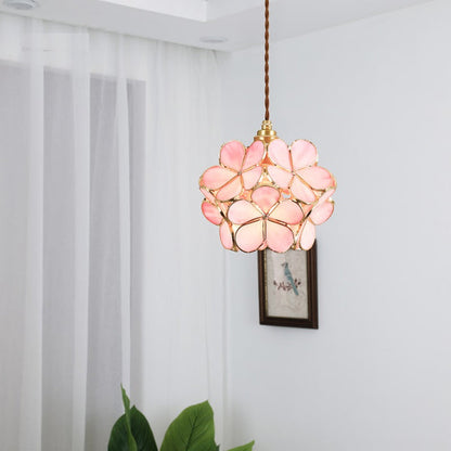 Floyem Flower Hanglamp Glas Messing Goud E27 Eettafel Slaapkamer Vintage Design Hanglamp Bloemvorm