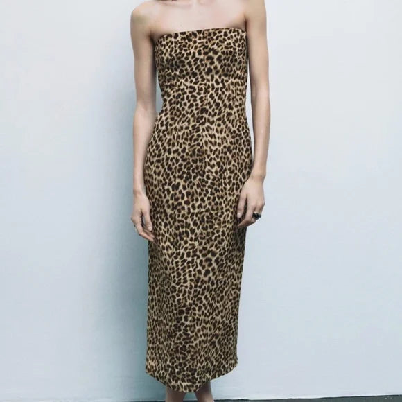 Luipaardprint Jurk van Zijde Mesh Slank en Elegent - StudioMarella
