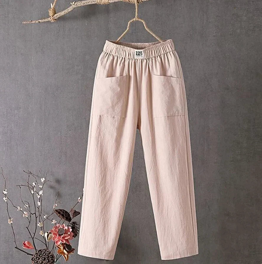 Vrouwelijke Zomerdraag Katoenen Broek Casual Stijl