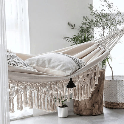 Handgemaakte Macramé Hangmat Tweepersoons Katoenen Touwwerk Balkon Veranda Tuin Terras