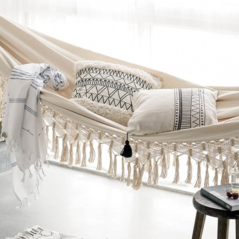 Handgemaakte Macramé Hangmat Tweepersoons Katoenen Touwwerk Balkon Veranda Tuin Terras