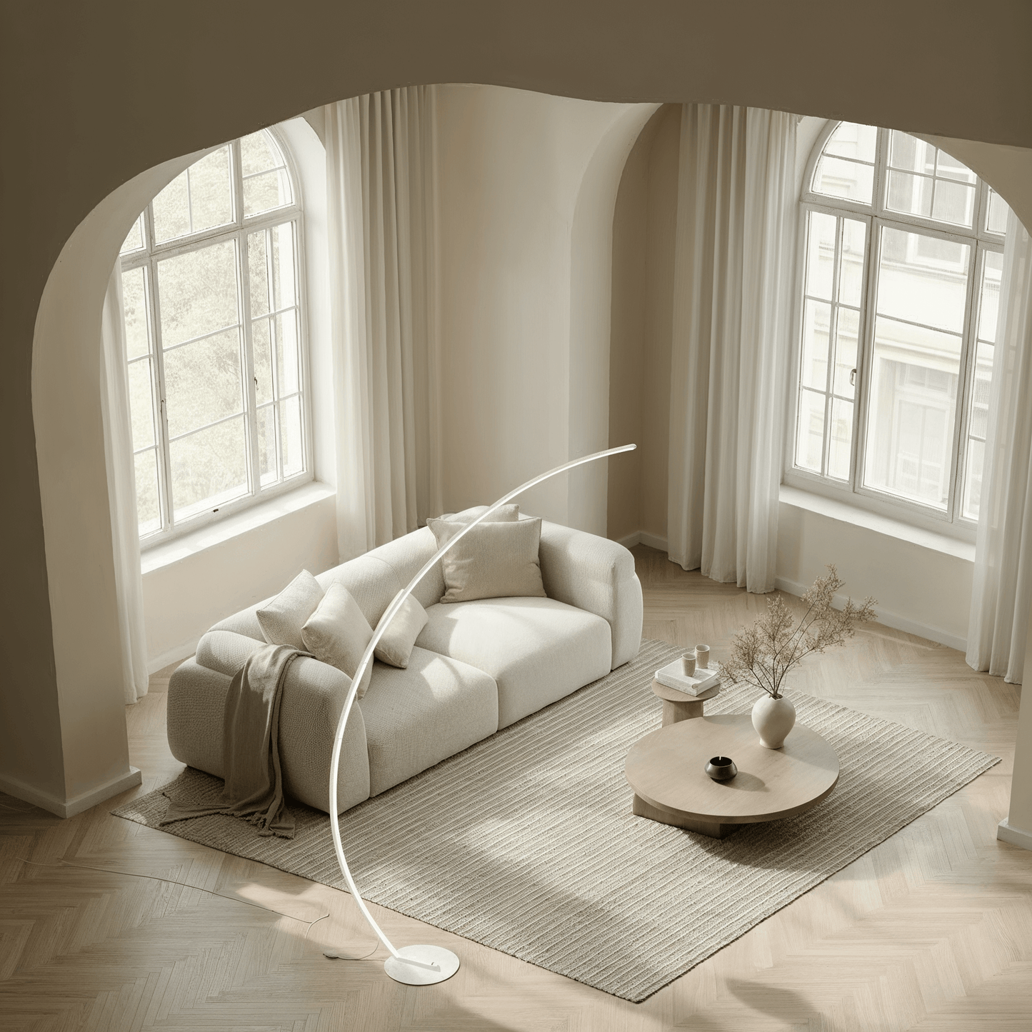 LED Vloerlamp Booglamp Zwart Wit Dimbaar 170cm Modern Design
