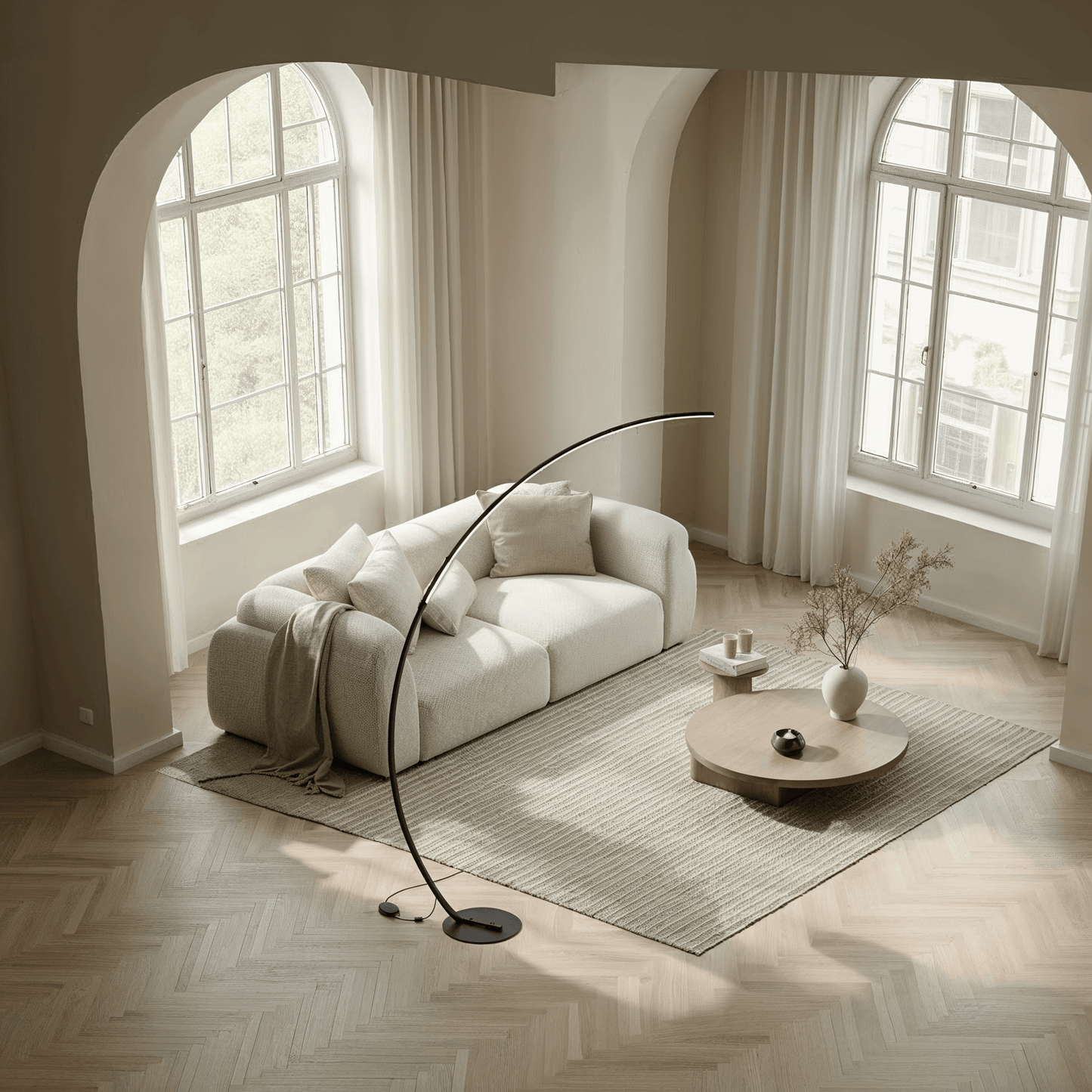 LED Vloerlamp Booglamp Zwart Wit Dimbaar 170cm Modern Design