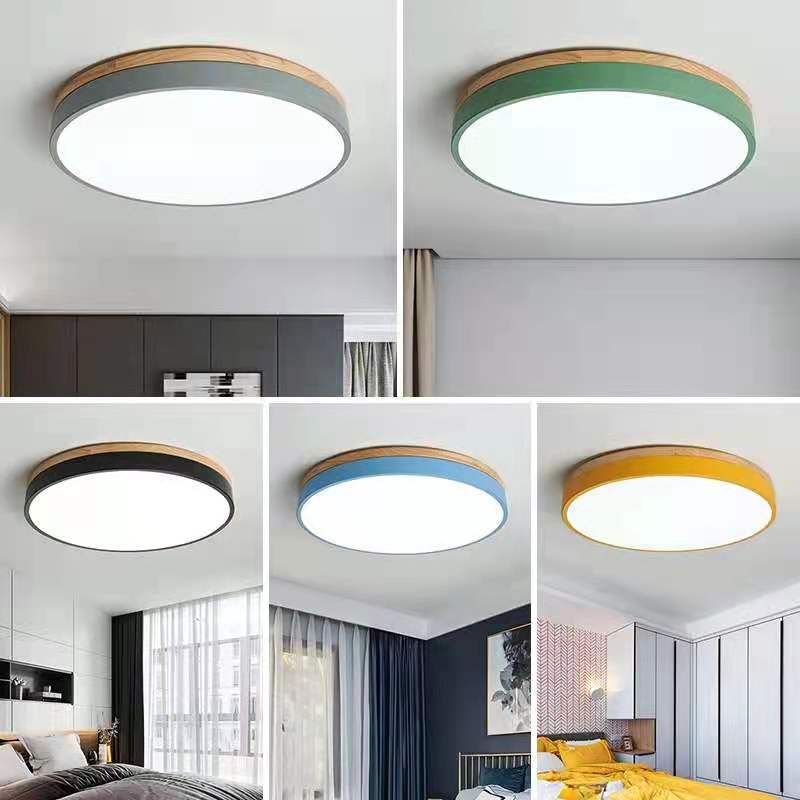 Plafondlamp Hout Rond LED met Acryl – Dimbaar Warm Licht Scandinavisch Design Woonkamer Slaapkamer 30cm 40cm 50cm 60cm