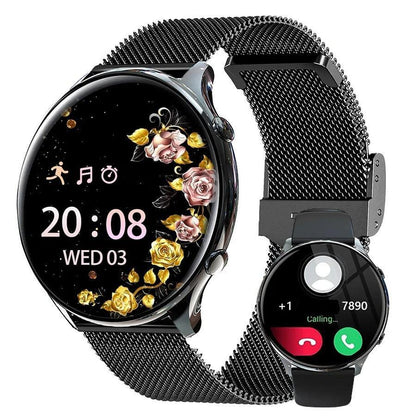 Smartwatch Dames met Hartslagmeter en Belfunctie — Fitness Tracker Bluetooth Stappenteller Slaapmonitoring Bloedzuurstofmeting