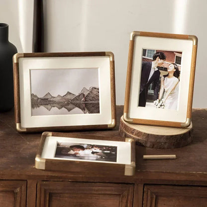 Fotolijst Hout Messing Vintage Tafelmodel Staand Liggend Meerdere Maten