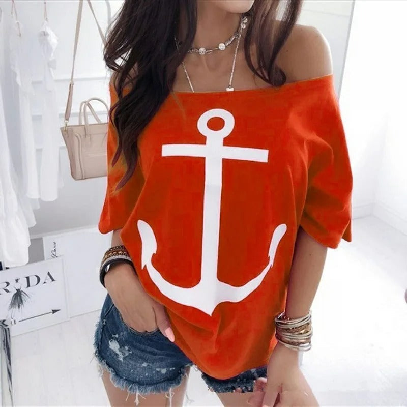 Vrouwelijke Een Schouder Top Trendy Los Shirt - StudioMarella