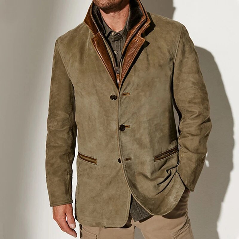 Heren Blazer Suède Donkerbruin Elegant Model - StudioMarella