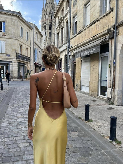 Zomerjurk Gele Midi Jurk voor Dames Elegant en Luchtig
