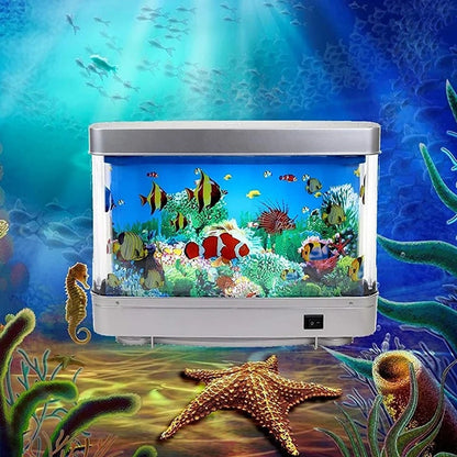 Retro Aquariumlamp met Bewegende Vissen – Rustgevende Sfeerverlichting voor Woonkamer, Kantoor, Kinderkamer | Geen Onderhoud Nodig | Nostalgische LED-lamp