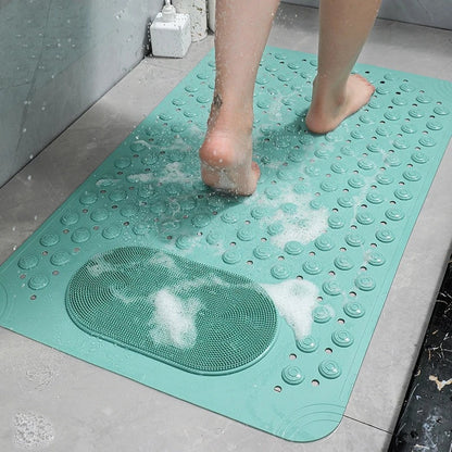 Antislip Douchmat met Voetenborstel en Zuignappen 60×90 cm Grijs Badmat