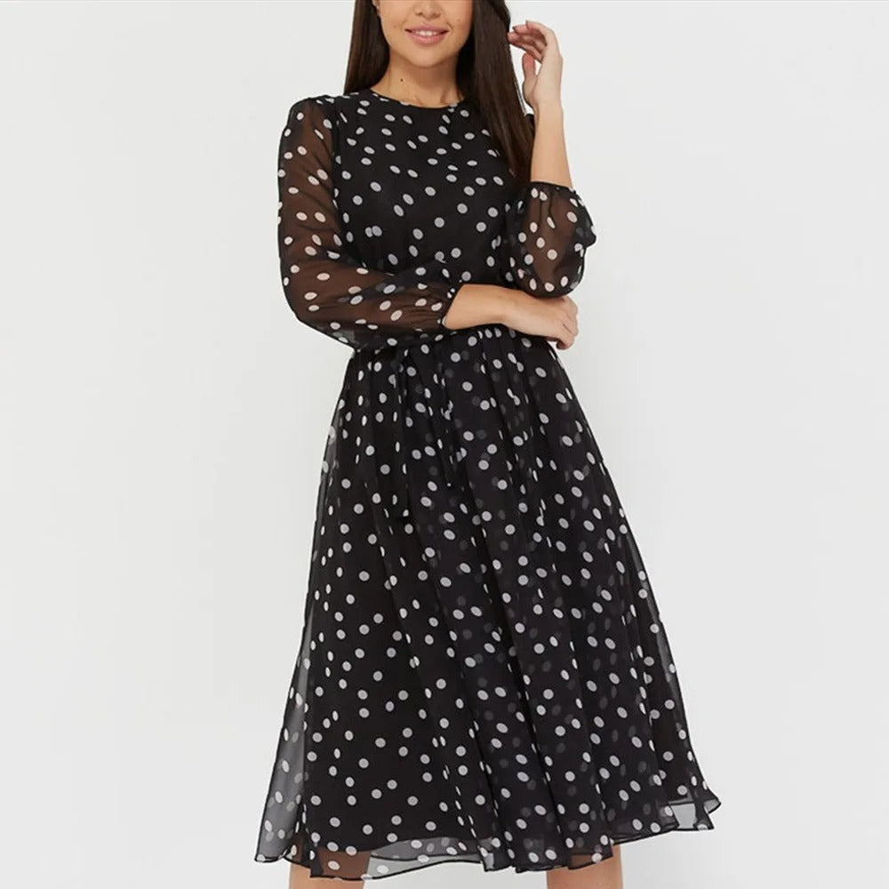 Stippen Jurk Dames Klassiek Elegant