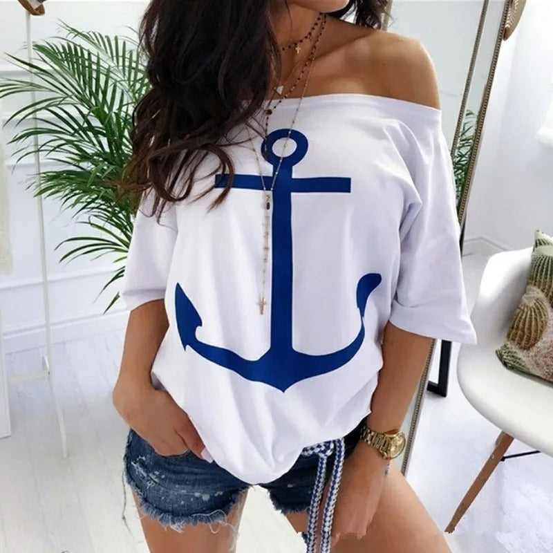 Vrouwelijke Een Schouder Top Trendy Los Shirt