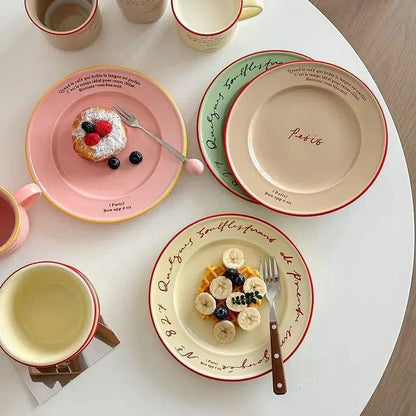 Decoratief Bord Pastel Frans Design Keramiek 20.5cm Ontbijt Tafelservies Cadeau