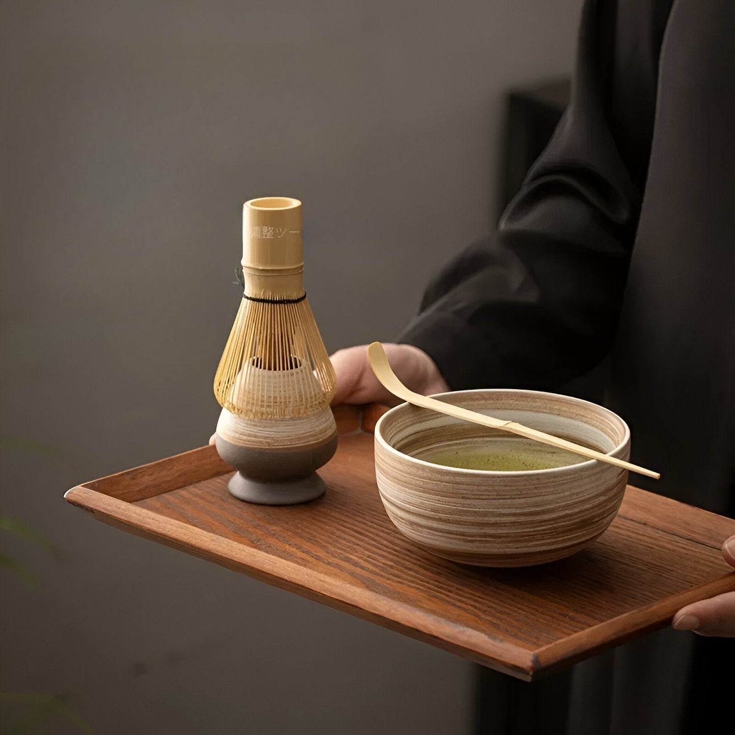 Matcha Set 4 Delig Keramiek Met Bamboe Klopper