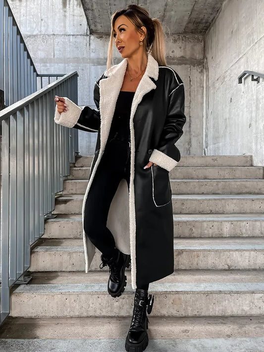 Leren Jas Bontkraag Warme Winterjas voor Dames - StudioMarella