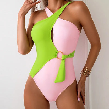 Dames Badpak Geometrisch Contrasterend Design