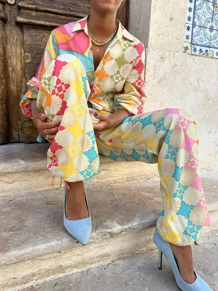 Tweedelige Set en Jurk met Bloemenprint Chique - StudioMarella