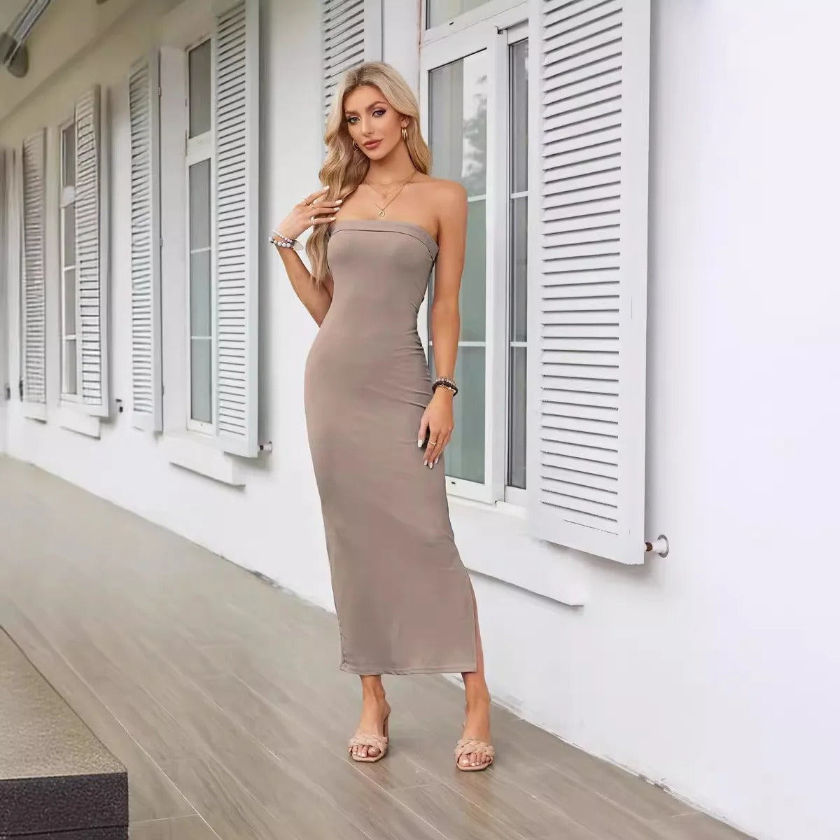 Korte Zomerjurk voor Dames Strapless Elegant Model