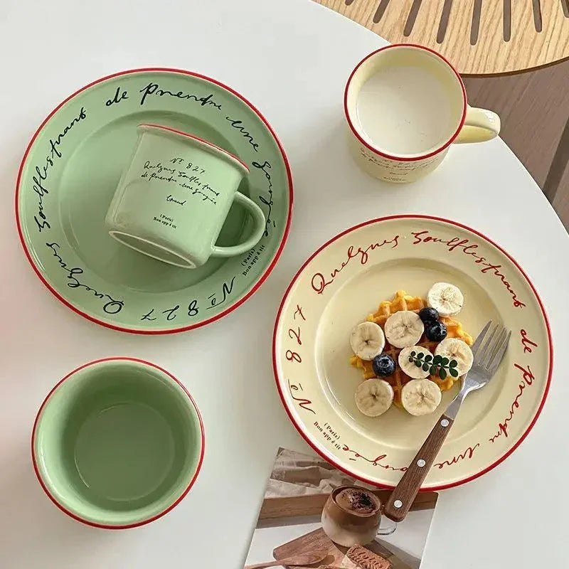 Decoratief Bord Pastel Frans Design Keramiek 20.5cm Ontbijt Tafelservies Cadeau