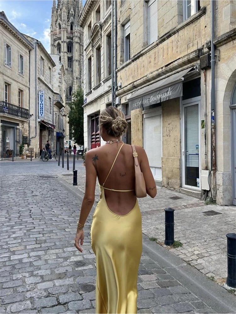 Zomerjurk Gele Midi Jurk voor Dames Elegant en Luchtig