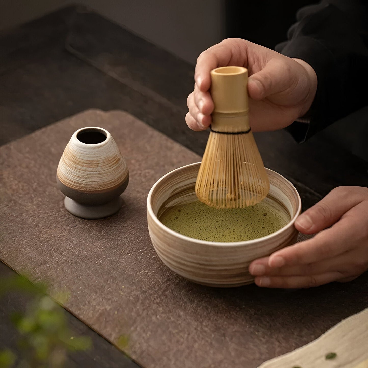 Matcha Set 4 Delig Keramiek Met Bamboe Klopper