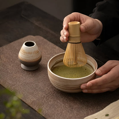 Matcha Set 4 Delig Keramiek Met Bamboe Klopper
