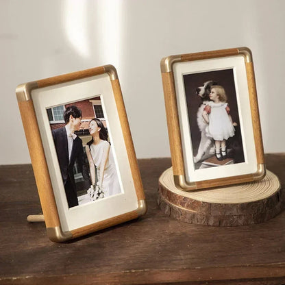 Fotolijst Hout Messing Vintage Tafelmodel Staand Liggend Meerdere Maten