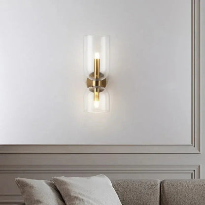 Wandlamp Glas Goud Dubbele Kap 35cm E14 Hal Woonkamer Slaapkamer Modern Stijlvol
