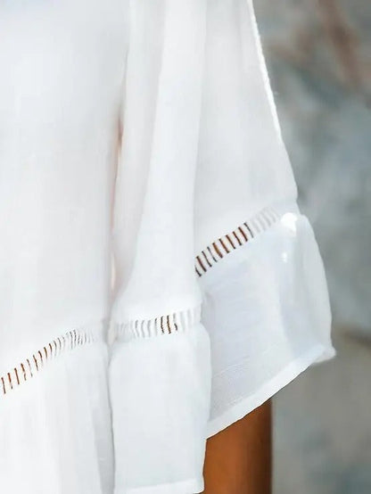 Witte Strandjurk Met Kanten Details Zomerjurk Elegance