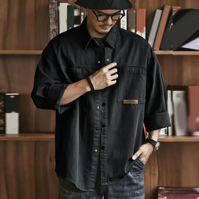 Oversize Mannen Overhemd Casuele Stijl
