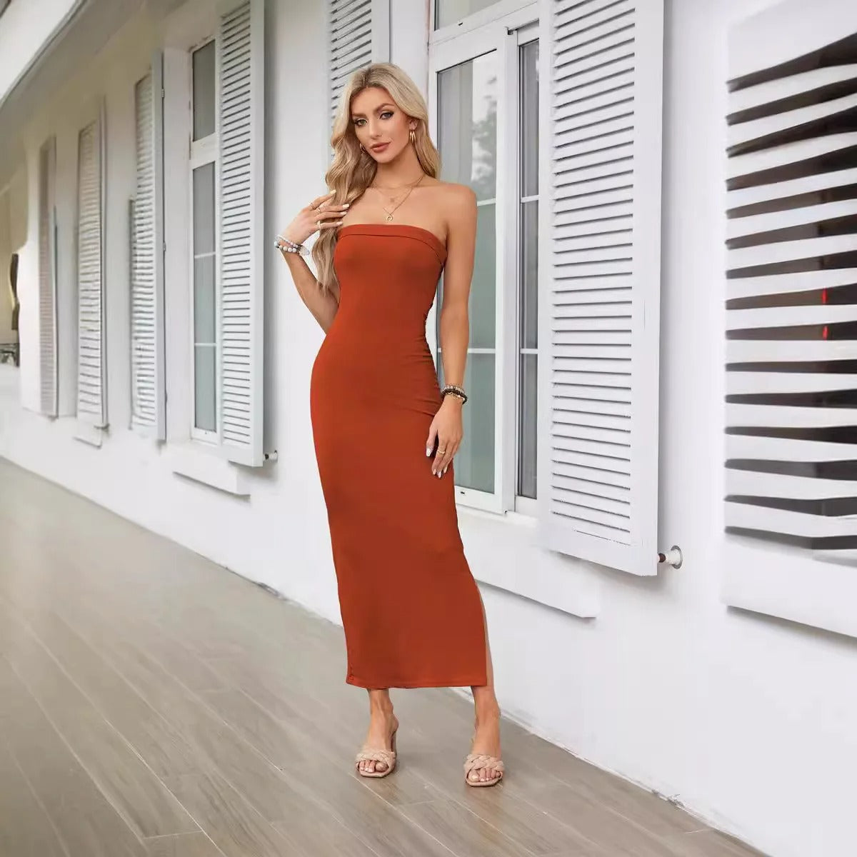Korte Zomerjurk voor Dames Strapless Elegant Model