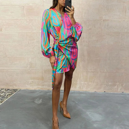 Vrouwelijke Jurk Bedrukt Elegant en Zomerse Stijl