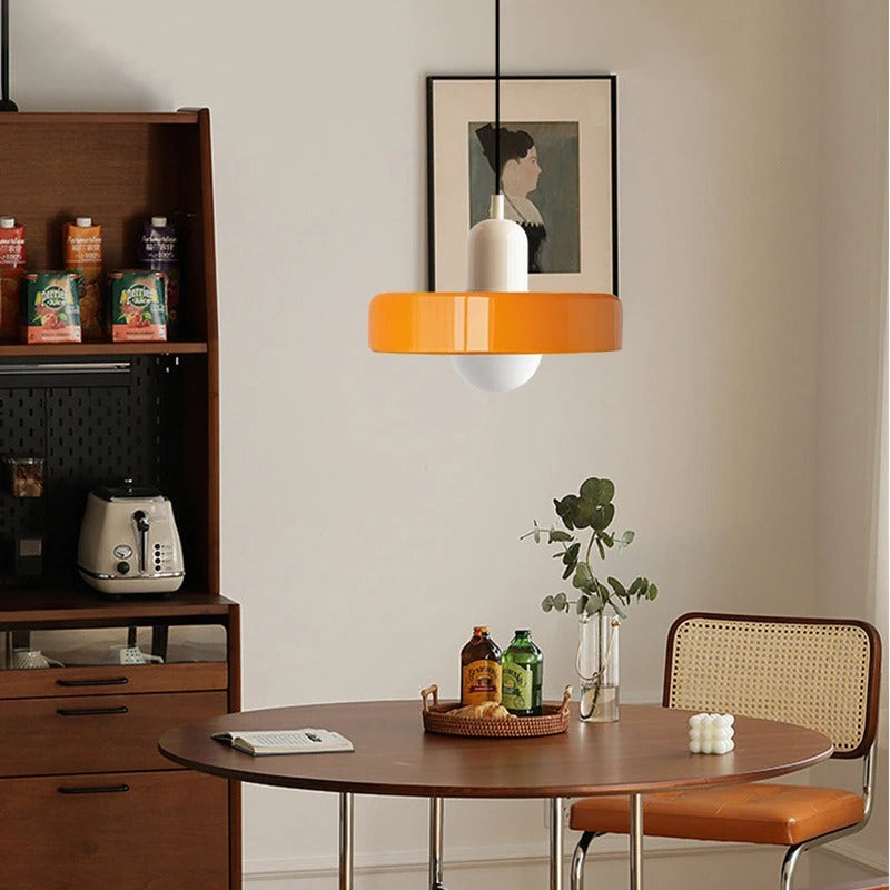 Glazen Hanglamp met Dubbele Kleurkap – Moderne Bauhaus-Stijl Verlichting voor Woon- en Eetkamer