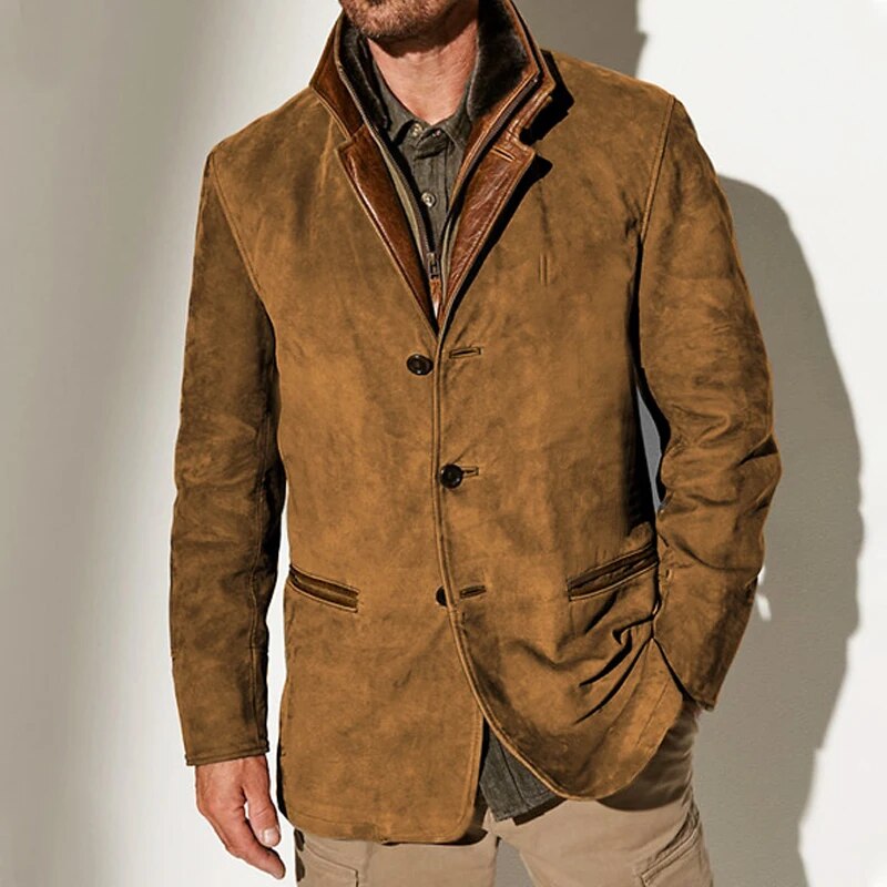 Heren Blazer Suède Donkerbruin Elegant Model